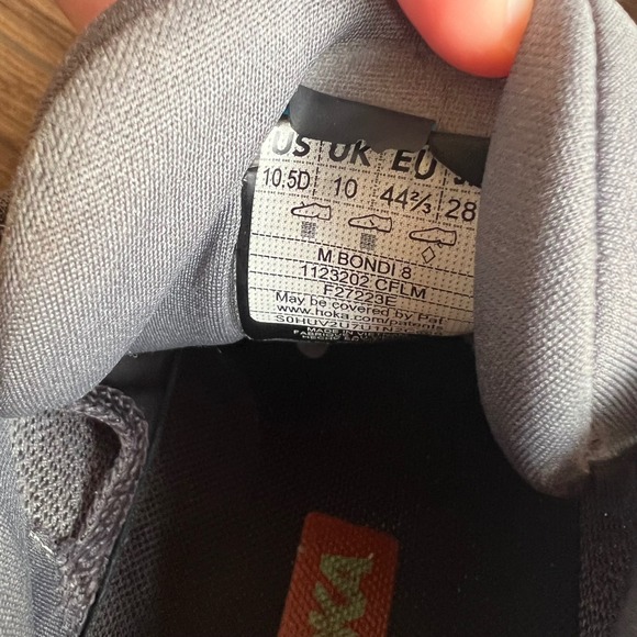 Hoka Bondi 8 Mens 10.5D Castlerock Flame Grey Orange Running Shoes 1123202 CFLM - Picture 3 of 8